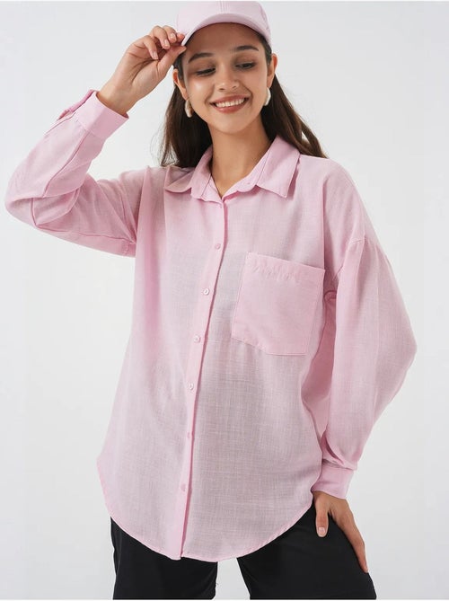 Camisa de mezcla de lino con cierre de botones bdart - Kiabi Camisa de mezcla de lino con cierre de botones bdart - Kiabi
