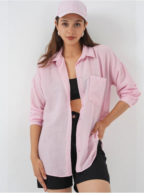 Camisa de mezcla de lino con cierre de botones bdart - Kiabi Camisa de mezcla de lino con cierre de botones bdart - Kiabi