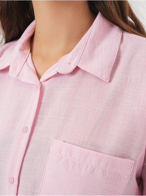 Camisa de mezcla de lino con cierre de botones bdart - Kiabi Camisa de mezcla de lino con cierre de botones bdart - Kiabi