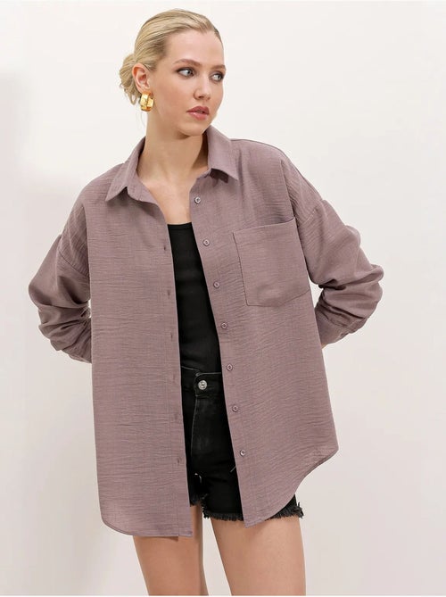 Camisa de mezcla de lino con cierre de botones bdart - Kiabi Camisa de mezcla de lino con cierre de botones bdart - Kiabi