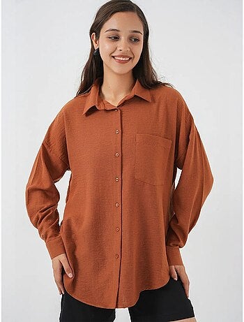 Camisa de mezcla de lino con cierre de botones bdart