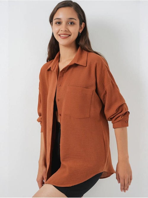 Camisa de mezcla de lino con cierre de botones bdart - Kiabi Camisa de mezcla de lino con cierre de botones bdart - Kiabi