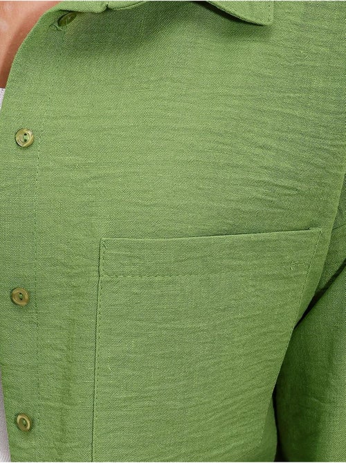 Camisa de mezcla de lino con cierre de botones bdart - Kiabi Camisa de mezcla de lino con cierre de botones bdart - Kiabi