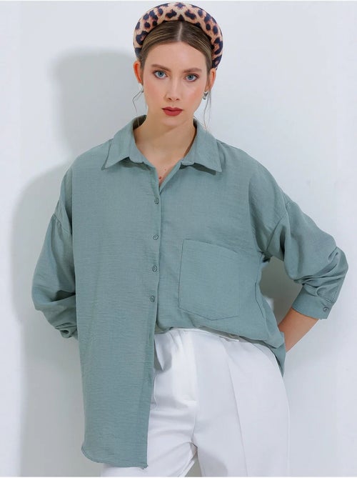 Camisa de mezcla de lino con cierre de botones bdart - Kiabi Camisa de mezcla de lino con cierre de botones bdart - Kiabi