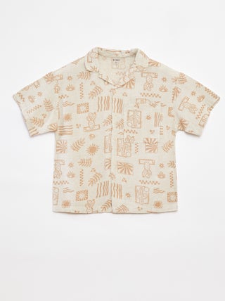 Camisa de mezcla de lino con estampado