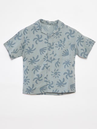 Camisa de mezcla de lino con estampado