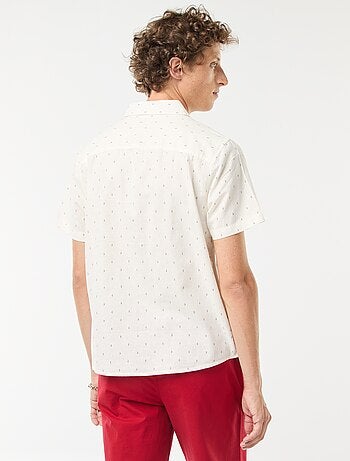 Camisa de mezcla de lino de manga corta