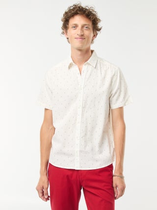 Camisa de mezcla de lino de manga corta