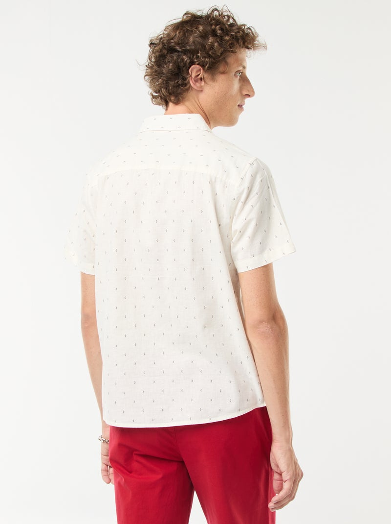 Camisa de mezcla de lino de manga corta Blanco - Kiabi