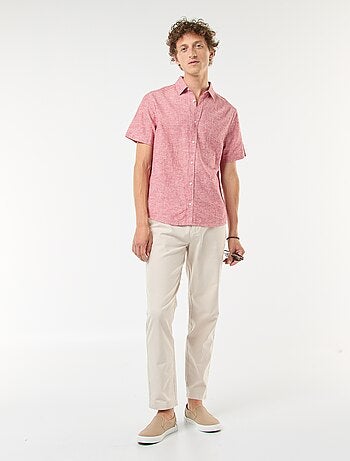 Camisa de mezcla de lino de manga corta