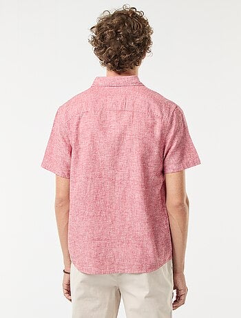 Camisa de mezcla de lino de manga corta