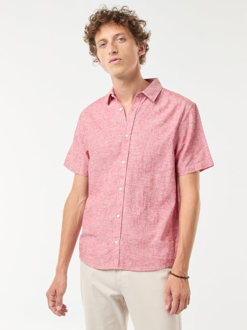 Camisa de mezcla de lino de manga corta - Kiabi