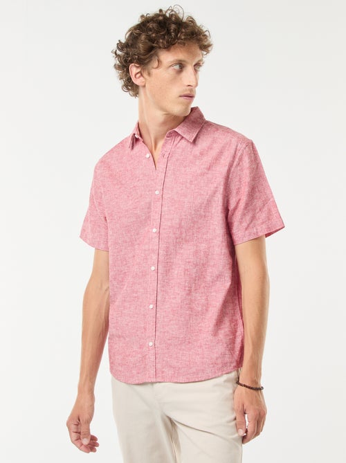 Camisa de mezcla de lino de manga corta - Kiabi