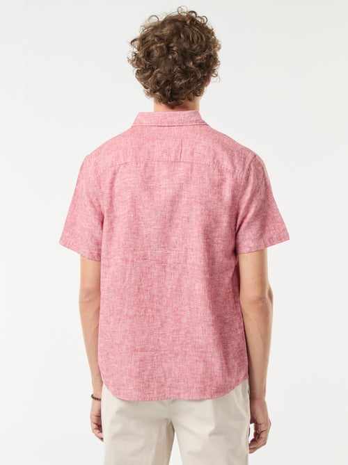 Camisa de mezcla de lino de manga corta - Kiabi