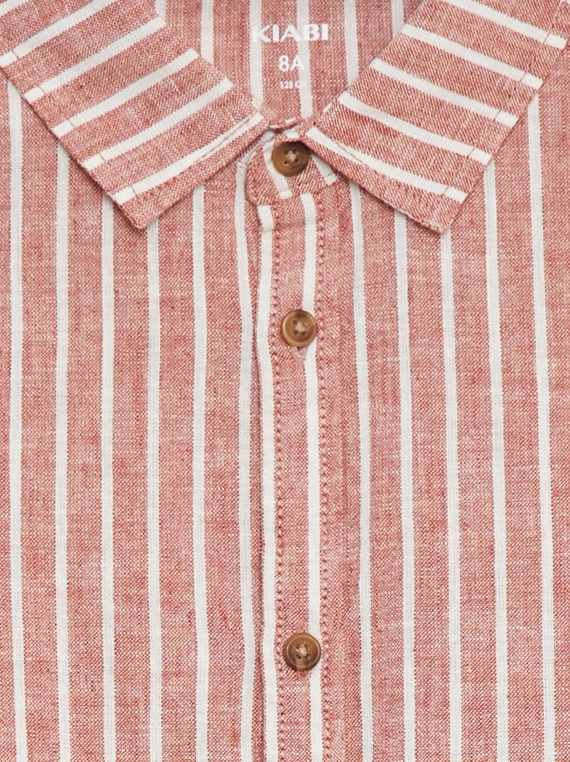 Camisa de mezcla de lino ROJO - Kiabi