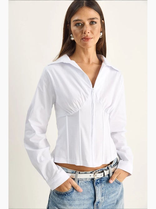 Camisa de mujer de algodón y poliéster lucci - Kiabi Camisa de mujer de algodón y poliéster lucci - Kiabi