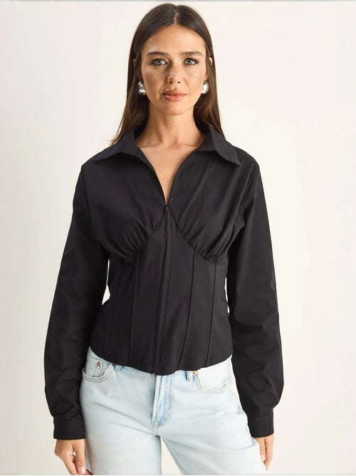 Camisa de mujer de algodón y poliéster lucci - Kiabi Camisa de mujer de algodón y poliéster lucci - Kiabi