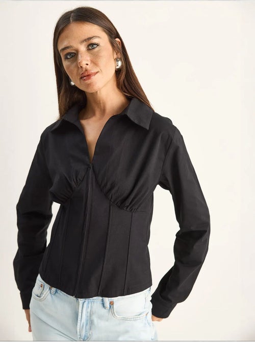 Camisa de mujer de algodón y poliéster lucci - Kiabi Camisa de mujer de algodón y poliéster lucci - Kiabi