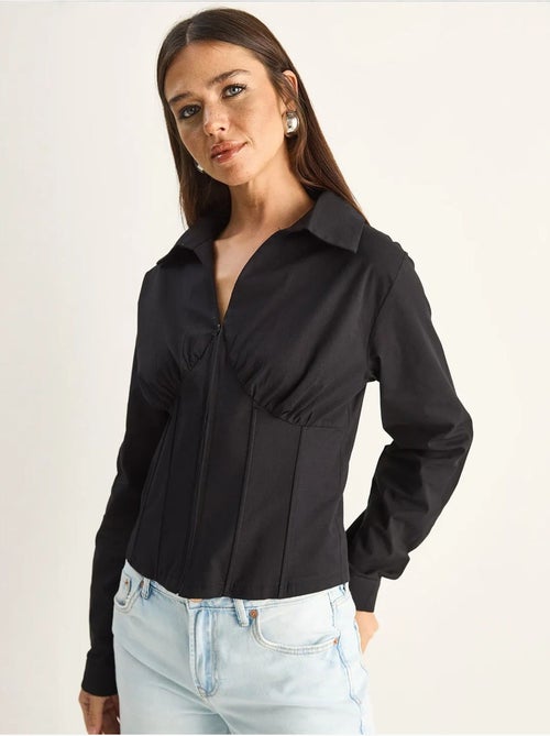 Camisa de mujer de algodón y poliéster lucci - Kiabi Camisa de mujer de algodón y poliéster lucci - Kiabi