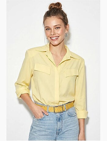 Camisa de mujer de crepé tejido de corte regular lucci