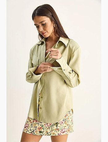 Camisa de mujer de crepé tejido de corte regular lucci