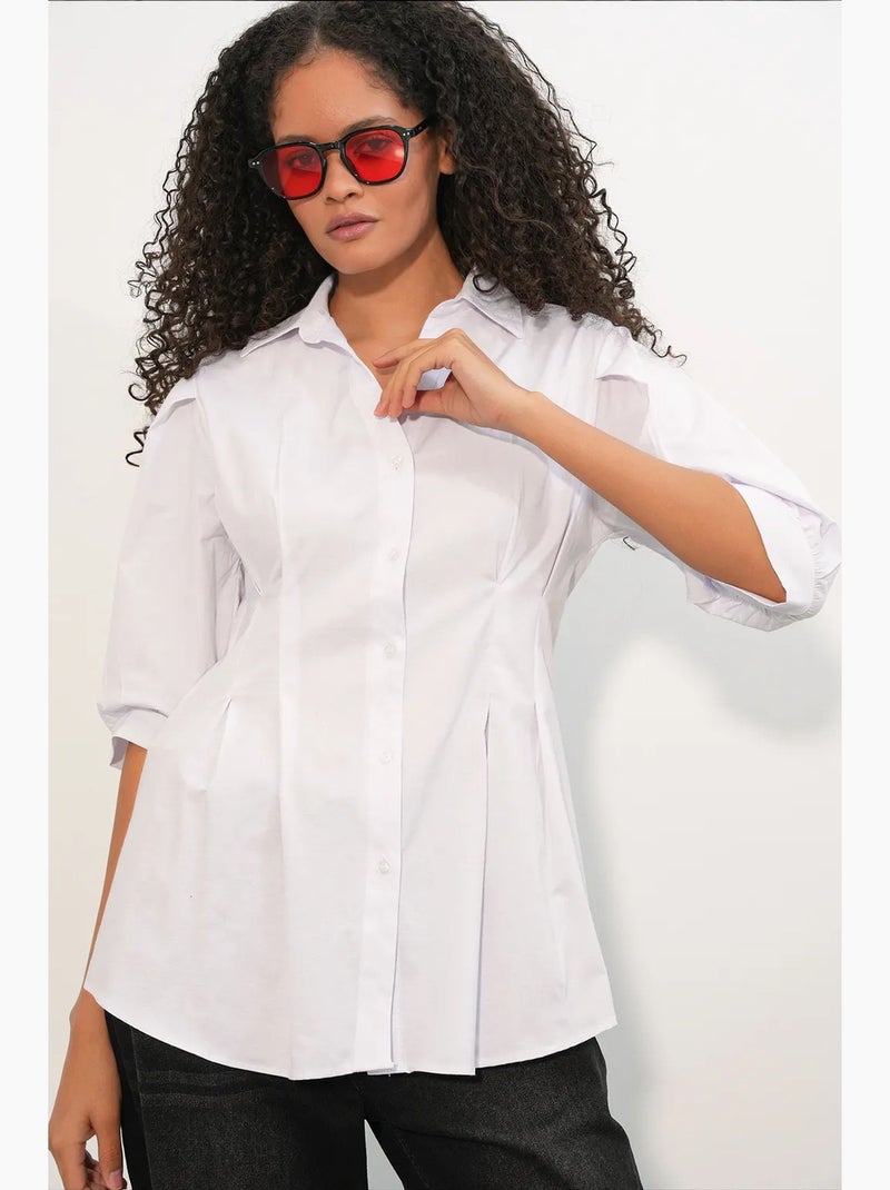 Camisa de mujer de mezcla de algodón bdart Blanco - Kiabi