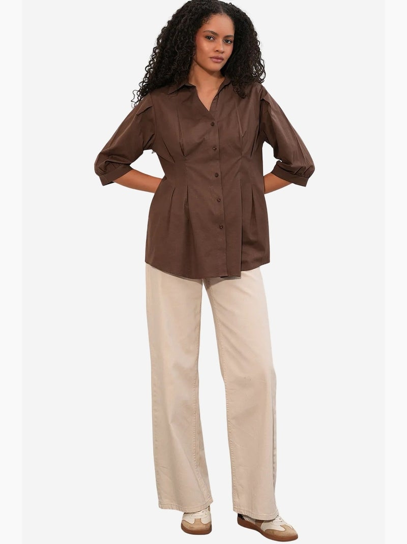 Camisa de mujer de mezcla de algodón bdart Marrón - Kiabi