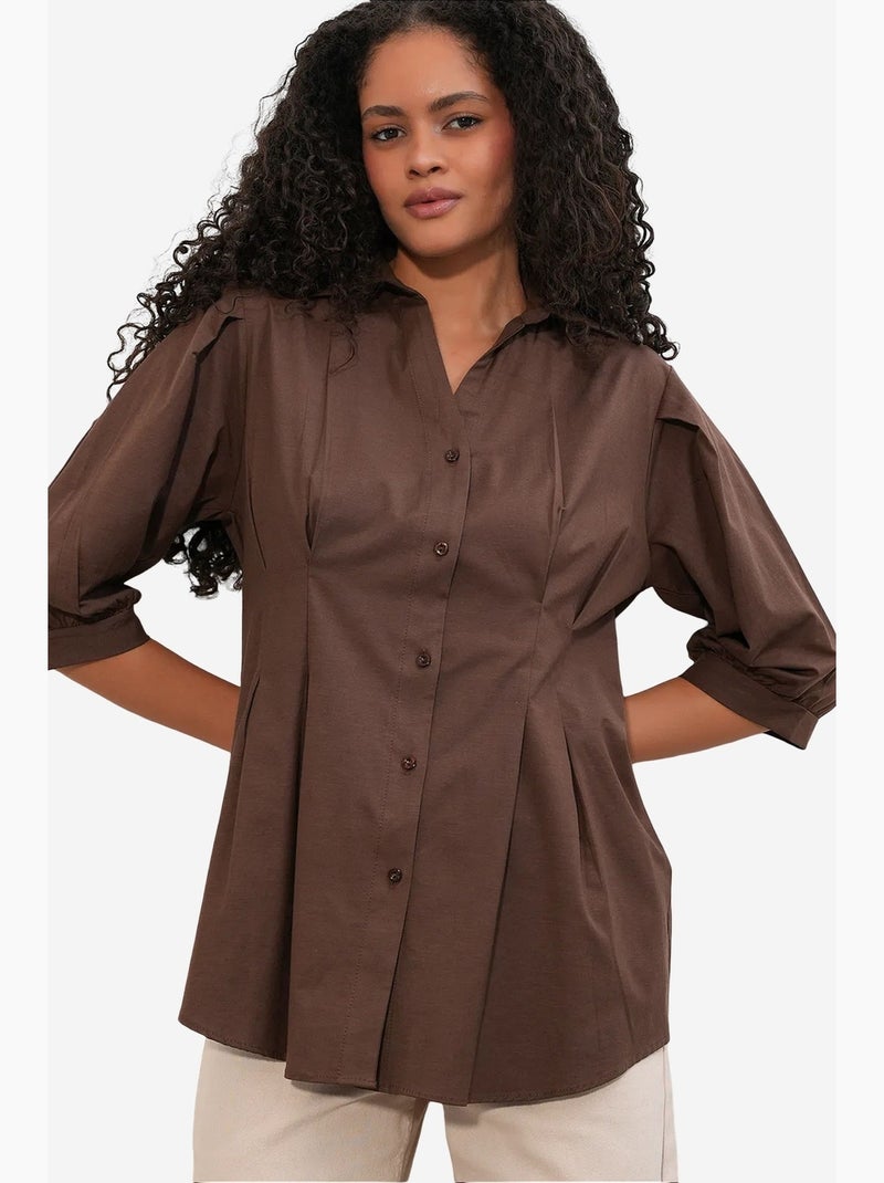 Camisa de mujer de mezcla de algodón bdart Marrón - Kiabi