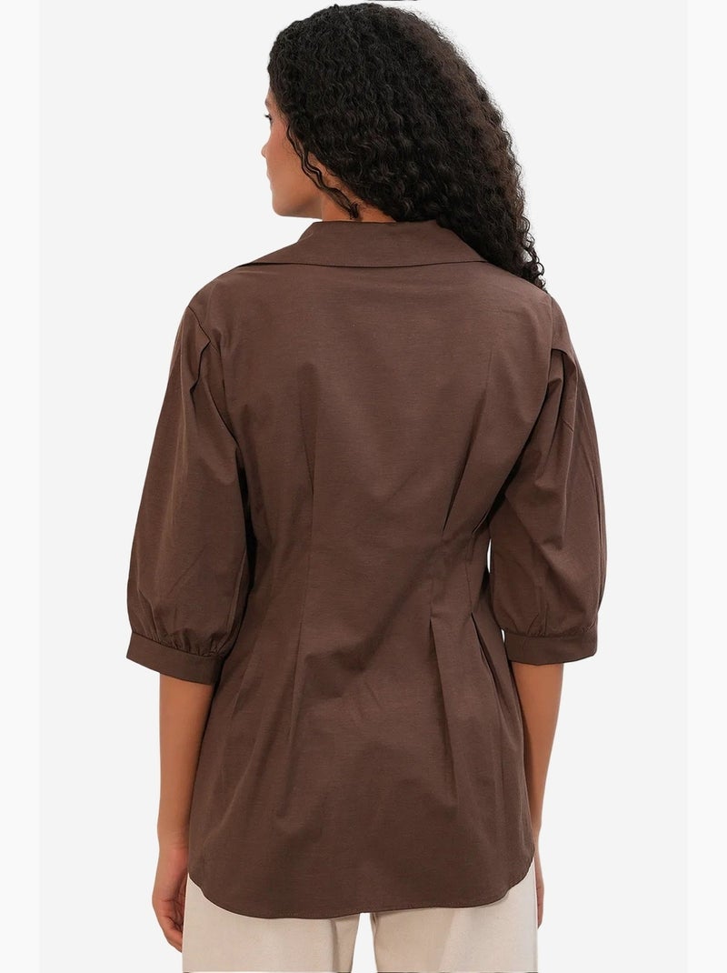 Camisa de mujer de mezcla de algodón bdart Marrón - Kiabi