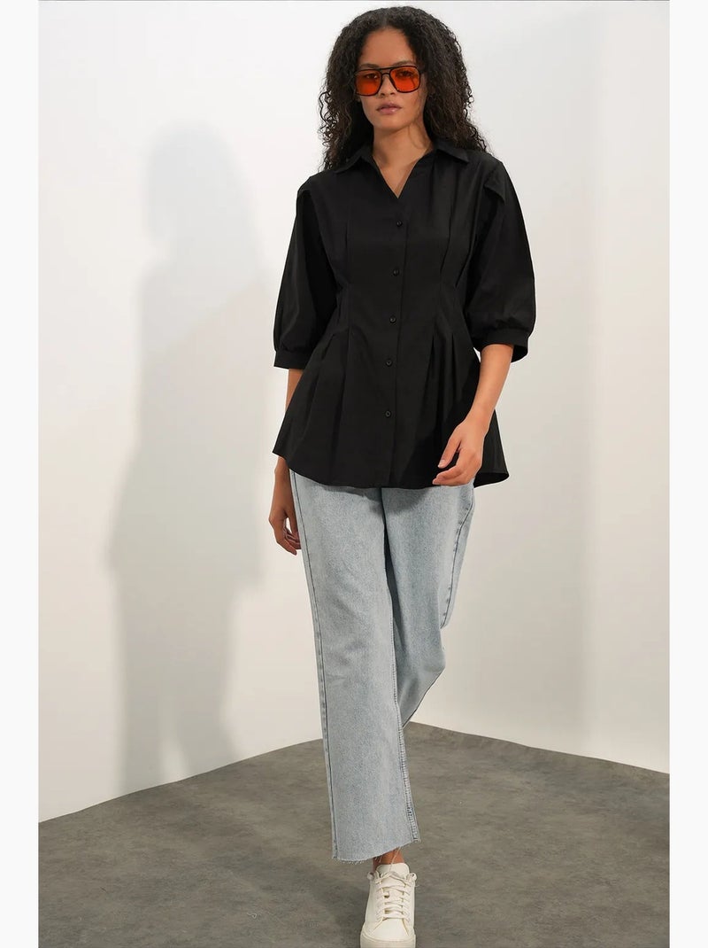 Camisa de mujer de mezcla de algodón bdart Negro - Kiabi