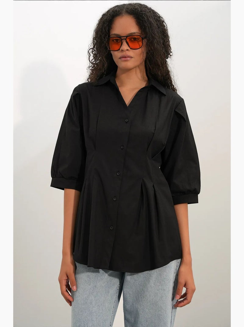Camisa de mujer de mezcla de algodón bdart Negro - Kiabi