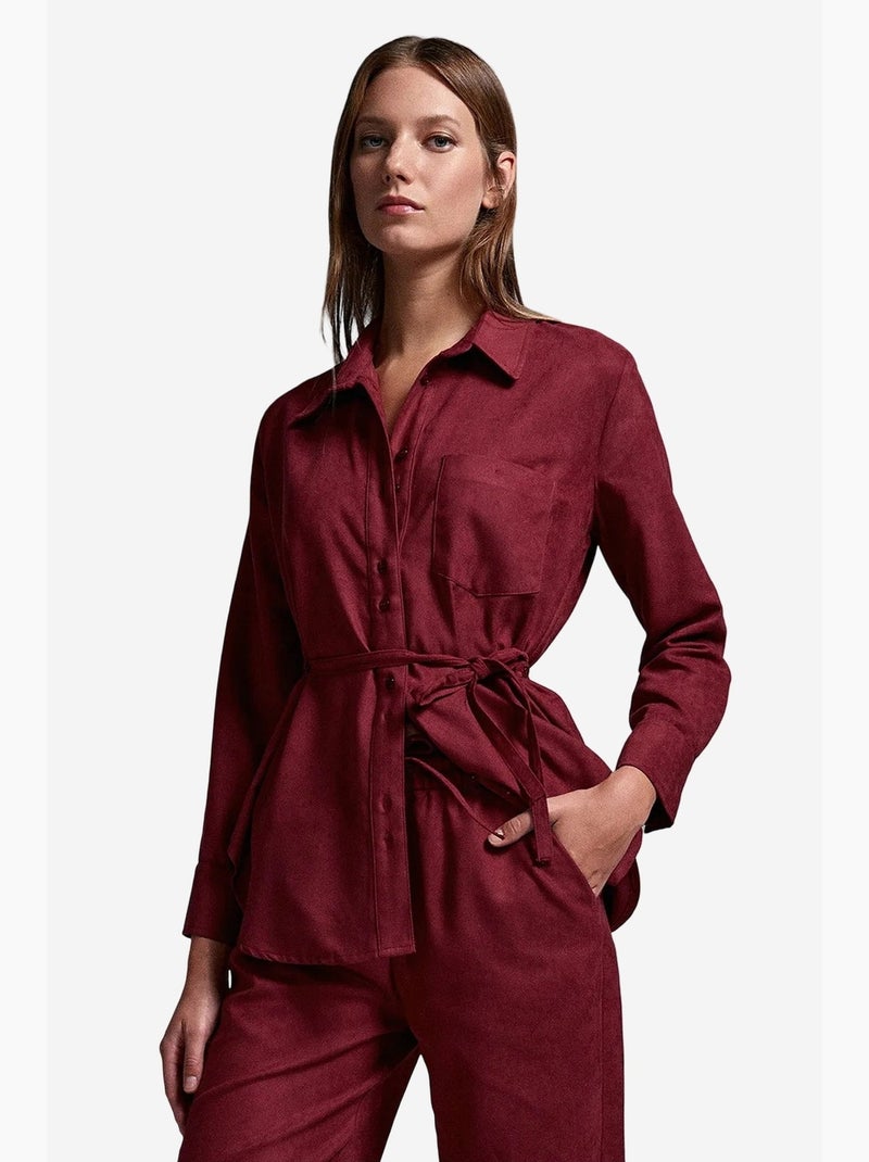 Camisa de mujer de poliéster y viscosa dilvin Rojo burdeos - Kiabi
