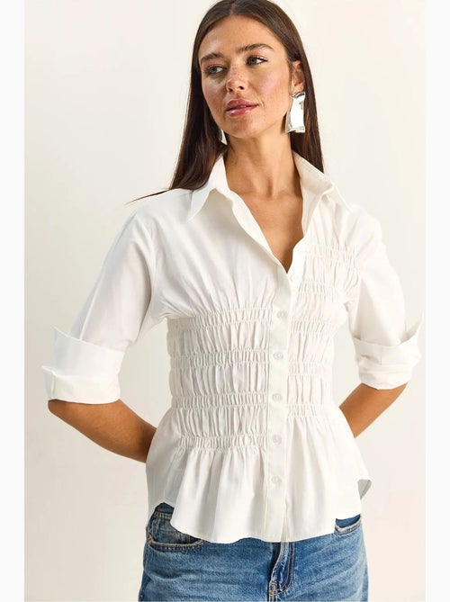 Camisa de mujer de popelín de mezcla de algodón de corte regular lucci - Kiabi Camisa de mujer de popelín de mezcla de algodón de corte regular lucci - Kiabi