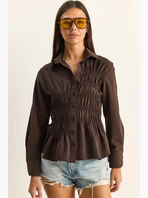 Camisa de mujer de popelín de mezcla de algodón de corte regular lucci - Kiabi Camisa de mujer de popelín de mezcla de algodón de corte regular lucci - Kiabi