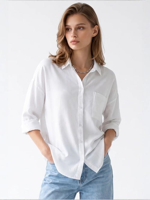 Camisa de mujer de tencel mixray - Kiabi Camisa de mujer de tencel mixray - Kiabi