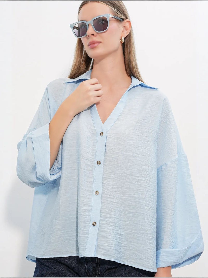 Camisa de mujer de viscosa-nylon bdart Azul cielo - Kiabi