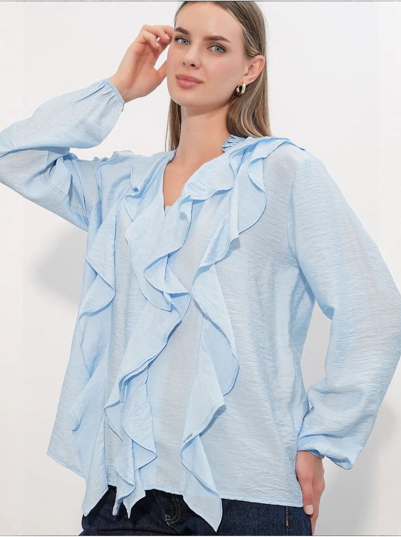 Camisa de mujer de viscosa y nailon bdart Azul cielo - Kiabi