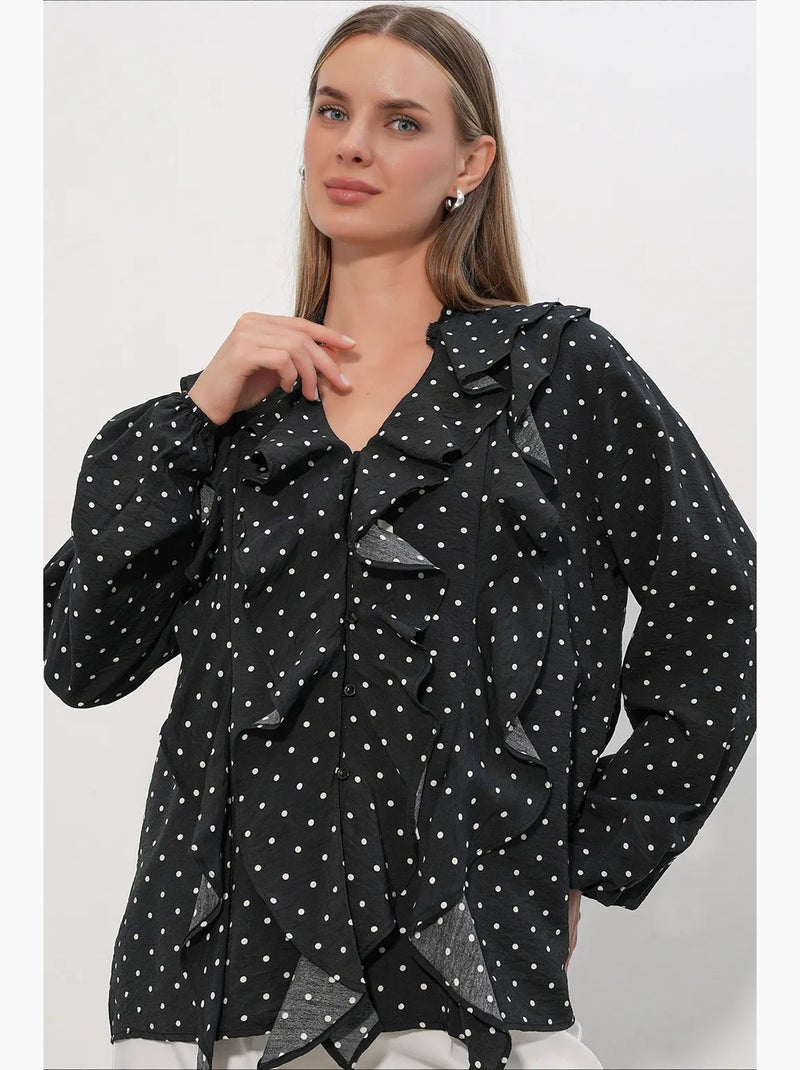 Camisa de mujer de viscosa y nailon bdart Negro - Kiabi