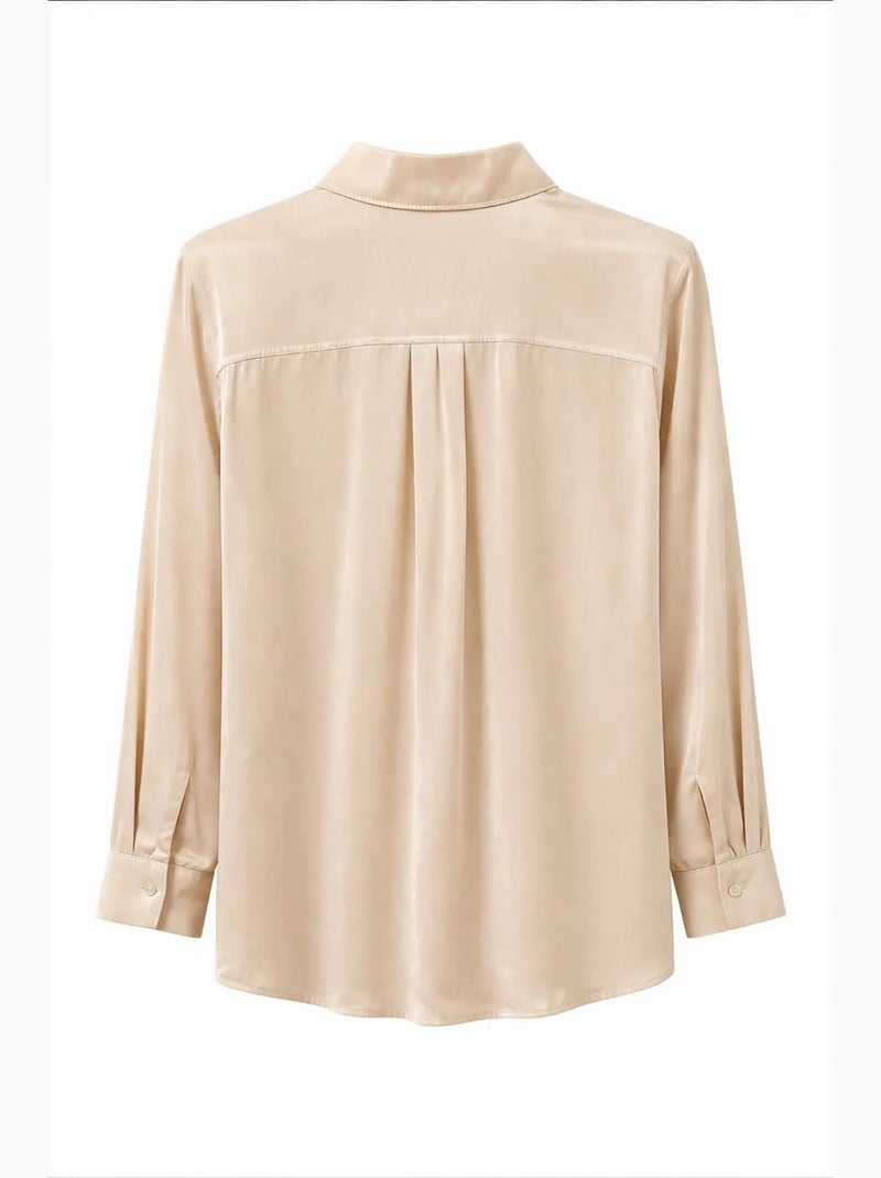 Camisa de mujer de viscosa y poliéster mixray Beige arcilla - Kiabi