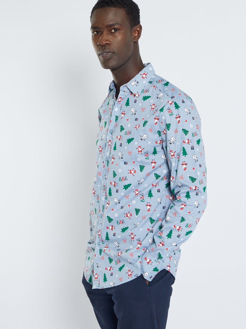 Camisa de Navidad con estampado de fantasía AZUL - Kiabi