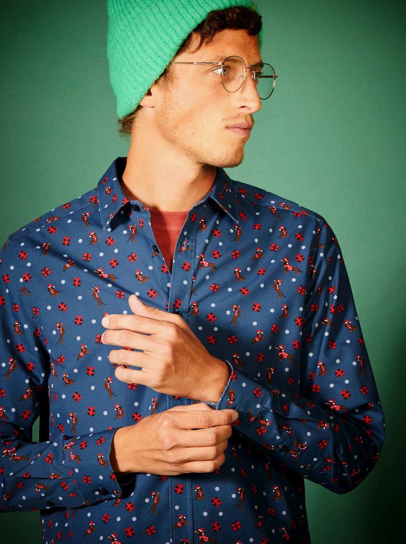 Camisa de Navidad con estampados AZUL - Kiabi