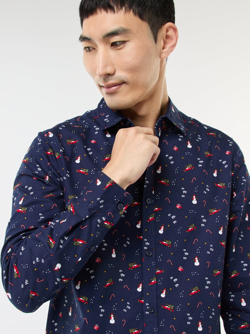 Camisa de Navidad estampada Azul - Kiabi