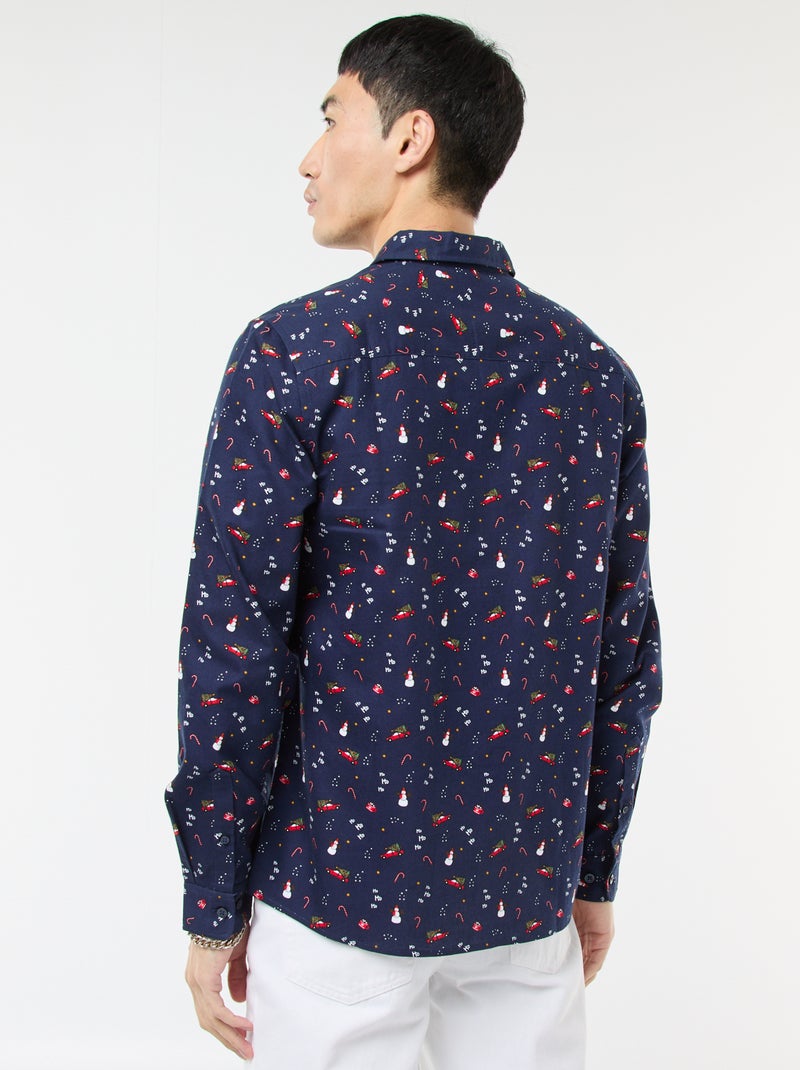Camisa de Navidad estampada Azul - Kiabi