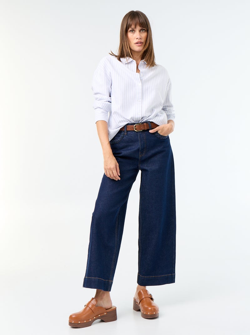 Camisa de oxford con cuello camisero Azul - Kiabi