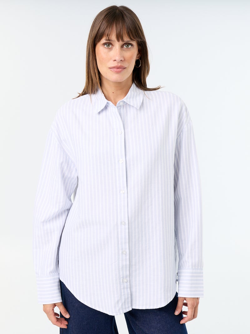 Camisa de oxford con cuello camisero Azul - Kiabi