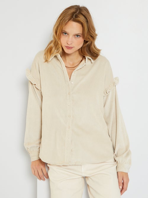Camisa de pana con volantes en los hombros - Kiabi