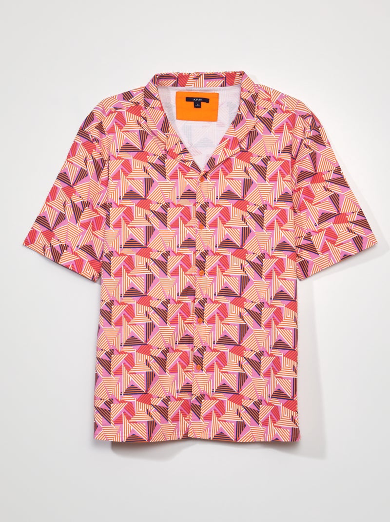Camisa de piqué de algodón estampada NARANJA - Kiabi