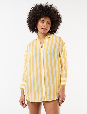 Camisa de playa fluida estampada