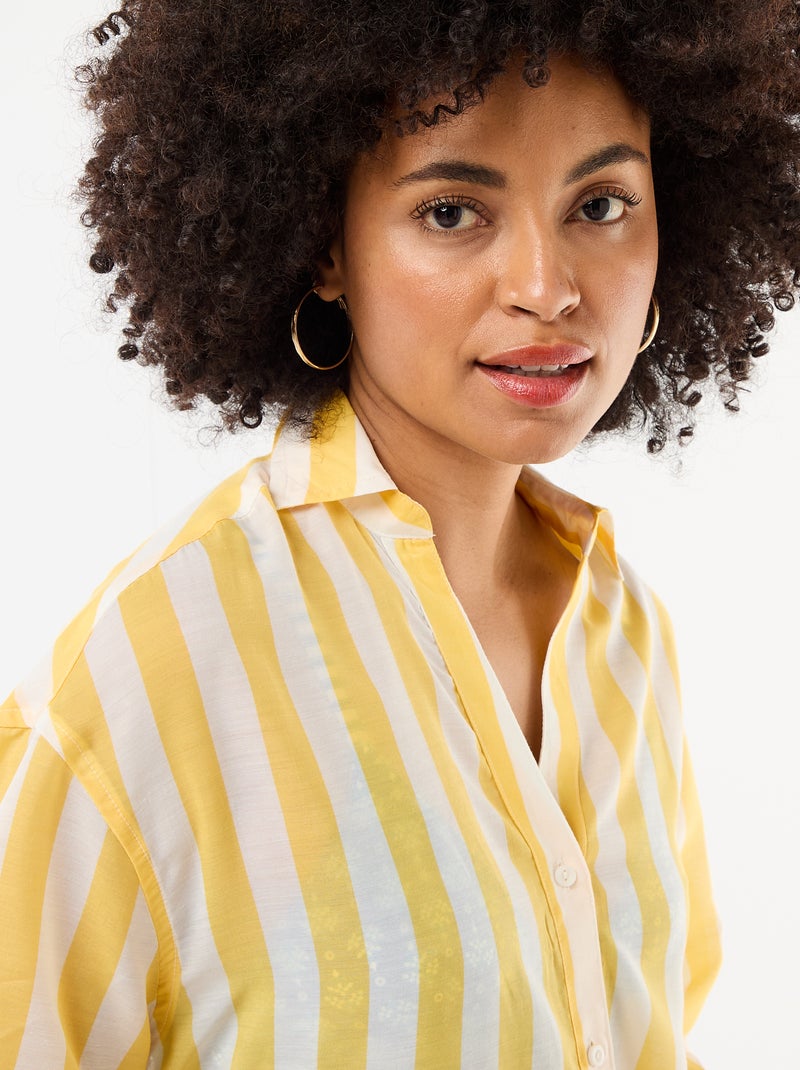 Camisa de playa fluida estampada Amarillo - Kiabi