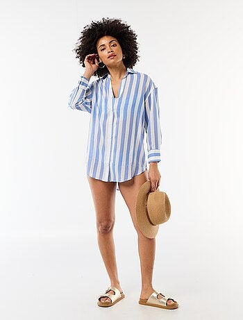 Camisa de playa fluida estampada